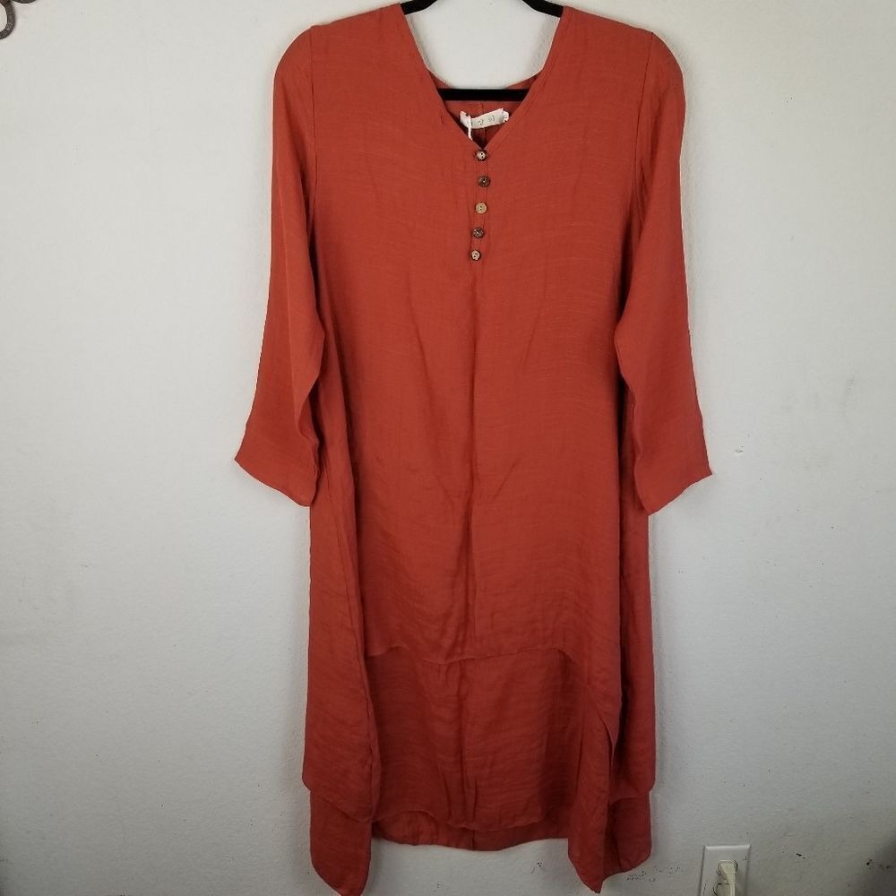 Rust Colored Double Layer Sheath Dress Size XL